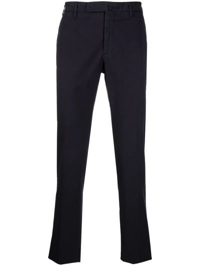 Incotex Tailored-cut Cotton Trousers In Blau