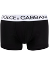 Dolce & Gabbana Cotton Blend Logo Waistband Boxer Briefs In Black
