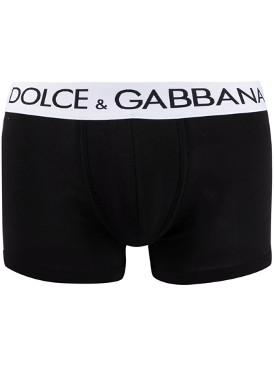 Dolce & Gabbana Logo棉质平角内裤 In Black