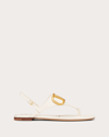 Valentino Vlogo Signature Flat Leather Sandals In Light Ivory