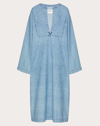 Valentino Embellished Denim Midi Dress In Light Blue