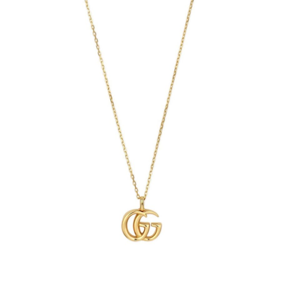 Gucci Gg Running Yellow Gold Small Double G Pendant Necklace In Gold-tone