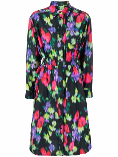 Kenzo Dress With Shaded Floral Pattern In Black