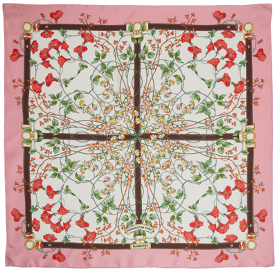 Burberry Floral-print Square Silk Scarf In Pale Candy