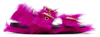 Marni Fussbett Two-buckle Genuine Calf Hair Sandal In Pink