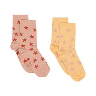 Molo Babies' Girls Pink & Yellow Socks (2 Pack)