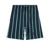 Kenzo Bermuda In Blue And Green Striped Sweatshirt In Navy