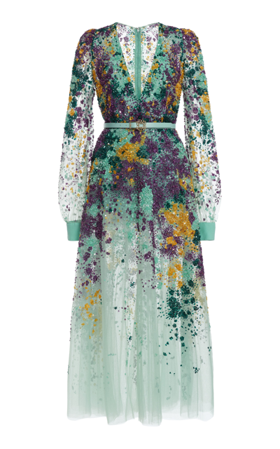 Elie Saab Women's Bead-embroidered Midi Dress In Multi