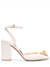 Valentino Garavani One Stud 90mm Patent Leather Pumps In White