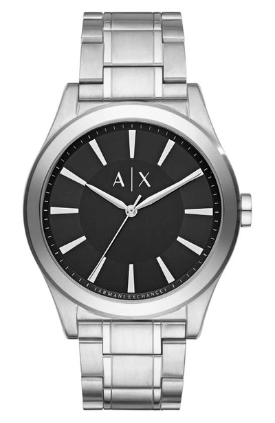 A I X Armani Exchange Nico Stainless Steel Black Bracelet Watch, 44mm In Black/ Silver