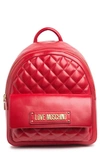 LOVE MOSCHINO BORSA QUILTED NAPPA PU ROSSO LEATHER BACKPACK