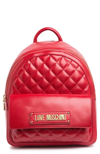 Love Moschino Borsa Quilted Nappa Pu Rosso Leather Backpack