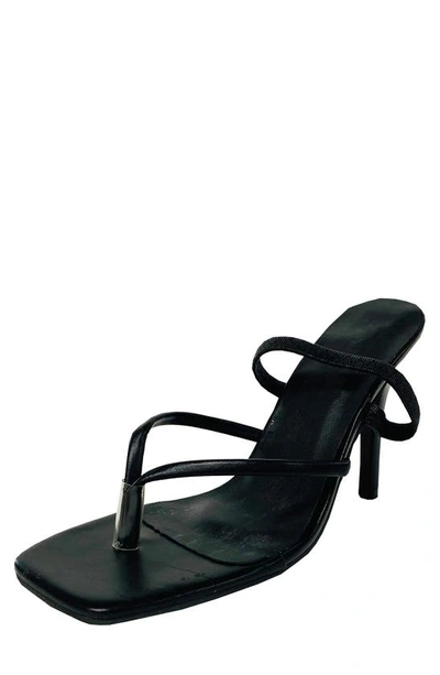 Mique Doreen Stiletto Flip-flop Sandal In Black