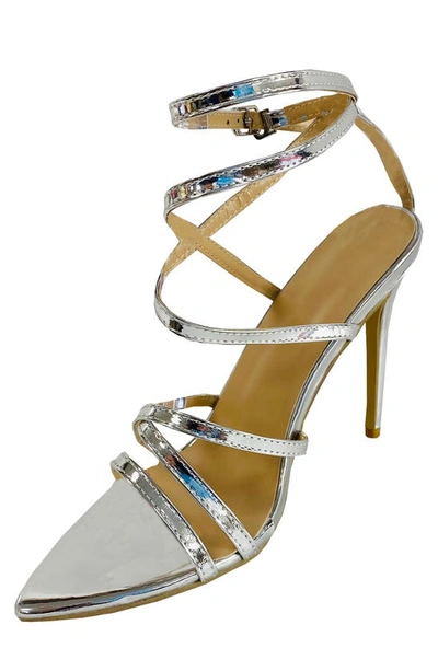 Mique Leila Stiletto Heel Sandal In Silver