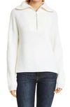 Joie Hinnes Front Zip Wool Pullover In Porcelain
