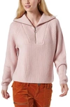 Joie Hinnes Front Zip Wool Pullover In Pink