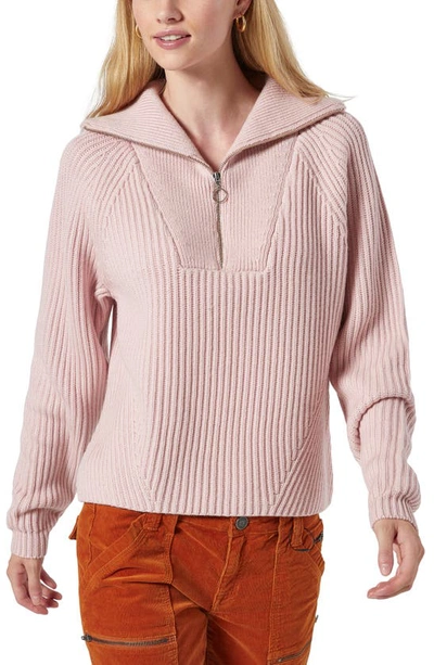 Joie Hinnes Front Zip Wool Pullover In Pink