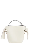 Acne Studios Mini Musubi Leather Top Handle Bag In White/ Black