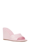 Black Suede Studio Paola Wedge Sandal In Pink Croco Leather