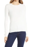 Halogen Ribbed Crewneck Sweater In Ivory Cloud