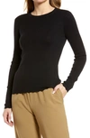 Halogen Ribbed Crewneck Sweater In Black