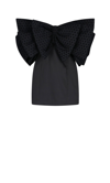 Rotate Birger Christensen Natalie Strapless Flocked Mesh-paneled Satin Mini Dress In Black