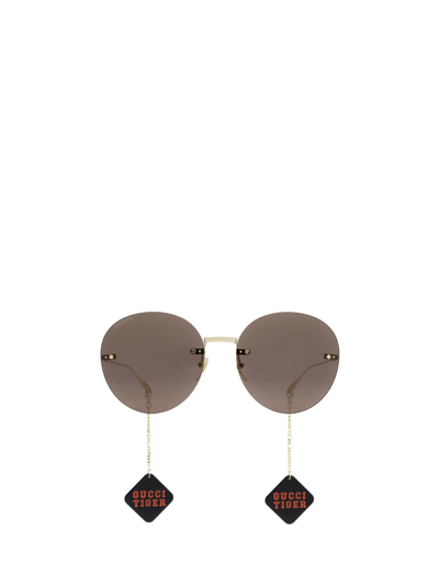 Gucci Gg1149s Gold Female Sunglasses In Brown