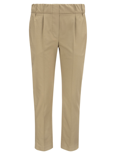 BRUNELLO CUCINELLI TAILORED STRETCH TWILL COTTON JOGGER TROUSERS