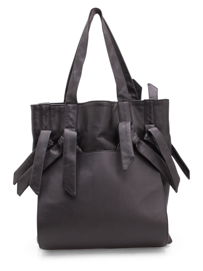 Yohji Yamamoto Discord By  Knot Leather Shopping Bag In Black