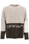OFF-WHITE COLOUR-BLOCK KNIT SWEATER