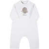 MONCLER WHITE BABYGROW FOR BABY KIDS WITH LOGO