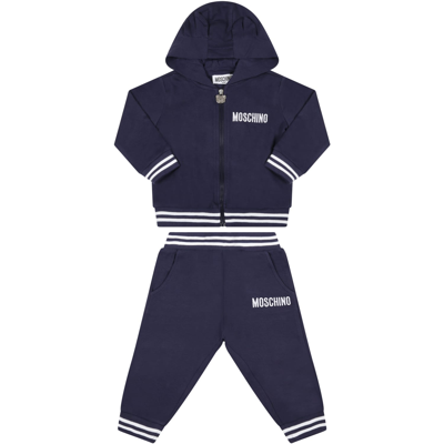Moschino Blue Tracksuit For Baby Boy With Logo