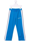 Palm Angels Kids Light Blue And White Joggers With Logo In Light Blue