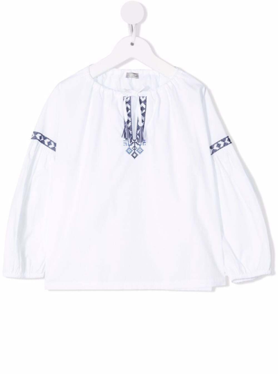 Il Gufo Kids White Blouse With Flock Embroidery