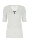 Brunello Cucinelli Front Insert Detailed Slim Fit Top In White