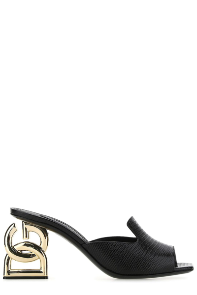 Dolce & Gabbana Lguana Printed Mules In Black