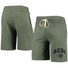 CONCEPTS SPORT CONCEPTS SPORT HEATHERED OLIVE CINCINNATI REDS MAINSTREAM TRI-BLEND SHORTS