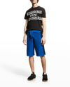 Versace La Greca Drawstring Knitted Shorts In Sapphire