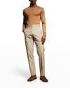 Zanella Men's Parker Wool-blend Stretch Trousers In Brown