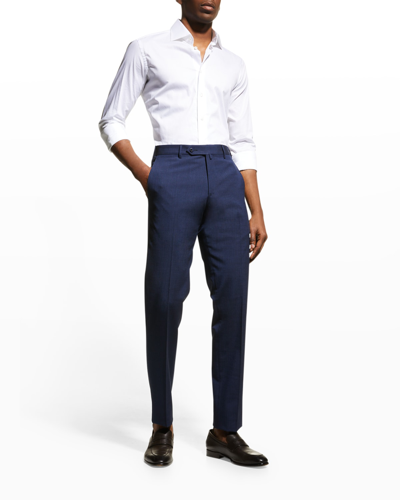 Zanella Men's Parker Wool-blend Stretch Trousers In Bright Blue