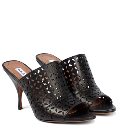 Alaïa Laser-cut Leather Sandals In Noir