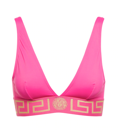 Versace Stretch-cotton Soft-cup Triangle Bra In Rosa