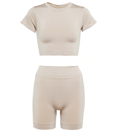 Prism T-shirt And Shorts Set In Taupe