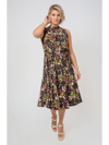 Leota Mindy Floral Fit & Flare Dress In Brown