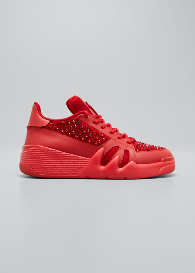 Giuseppe Zanotti Men's Talon Swarovski Crystals High-top Sneakers In Red