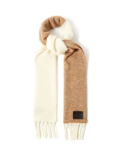 Joseph Adele Colour-blocked Wool-blend Scarf In Almond/ivory