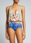 Johnny Was Bella Drawstring Halter Tankini Top In Multi