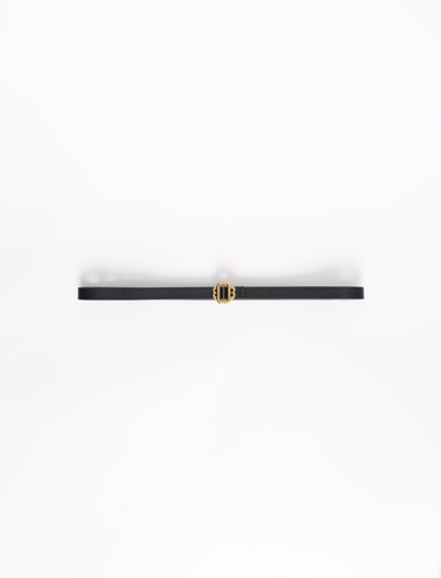 Maje Narrow Black Leather Belt