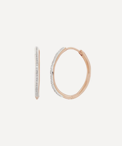 Monica Vinader 18ct Rose Gold Plated Vermeil Silver Riva Large Diamond Hoop Earrings