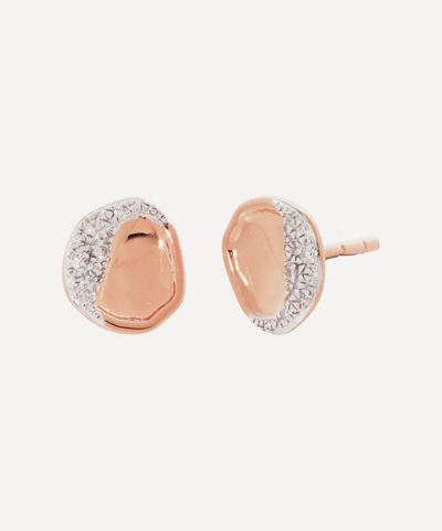 Monica Vinader 18ct Rose Gold Plated Vermeil Silver Riva Shore Diamond Stud Earrings